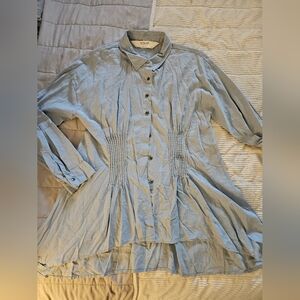 Peace Love World Light Blue Cambray Button-Up Shirt Size M